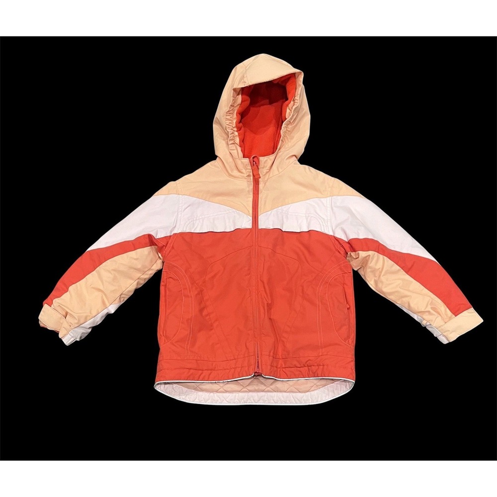 Lands' End Kids Unisex Size L (6X) Orange Fleece-Lined Hooded Jacket/Coat